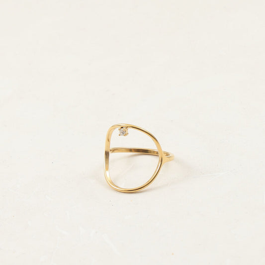 Large Circle Inlaid Fine Zircon Titanium Steel Rings