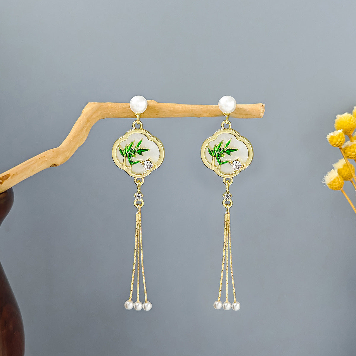 Chinese Ancient Style Beaded Long Fringe Han Earrings