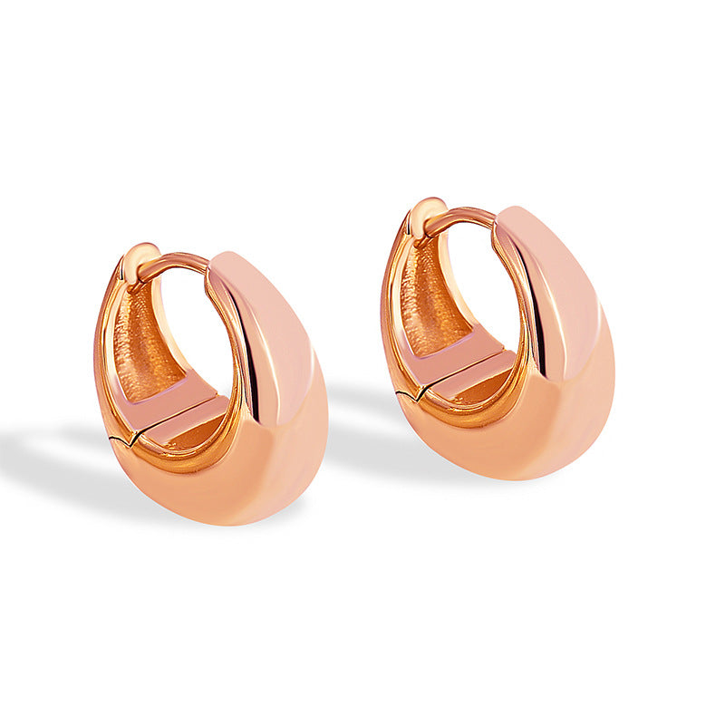 Women's Glossy Copper Plated Real Gold Everyday Joker Temperament Ear Clip Earrings