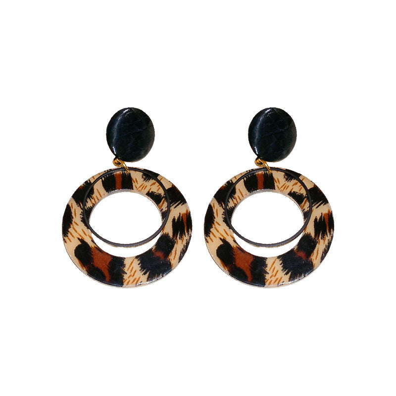 Women's Leopard Print Brown Style Retro High-grade Earrings