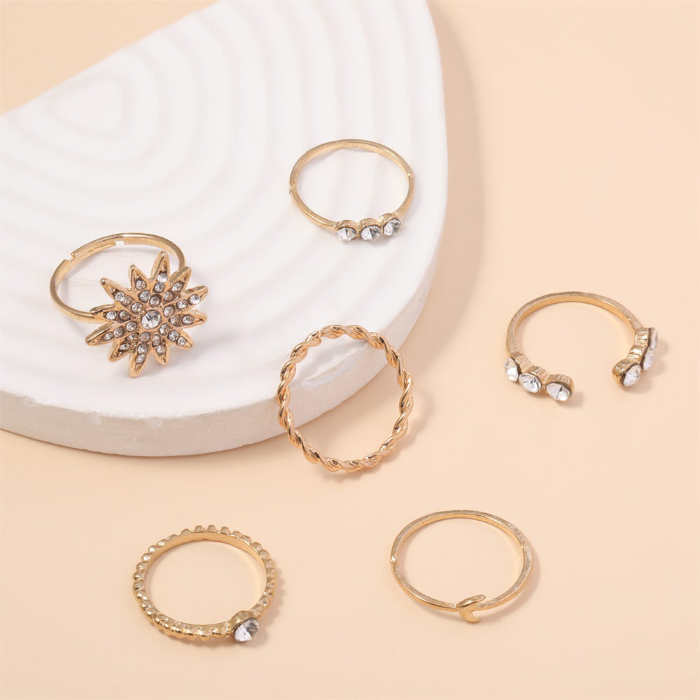 Combined Personality Sunflower Moon Spot Drill Rings