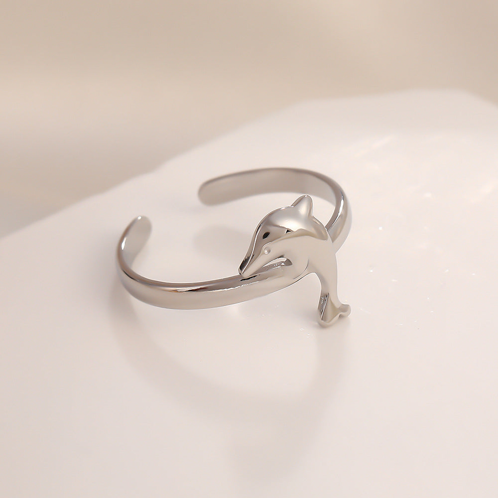 Steel Titanium Small Shell Starfish Design Creative Simple Ring