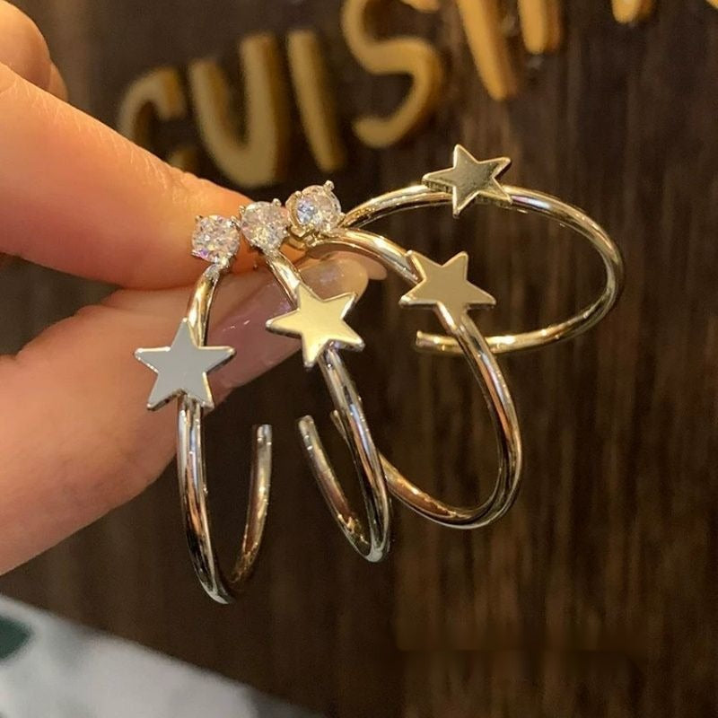 Women's Flash Single Diamond Unique Beautiful High-grade Light Stud Earrings