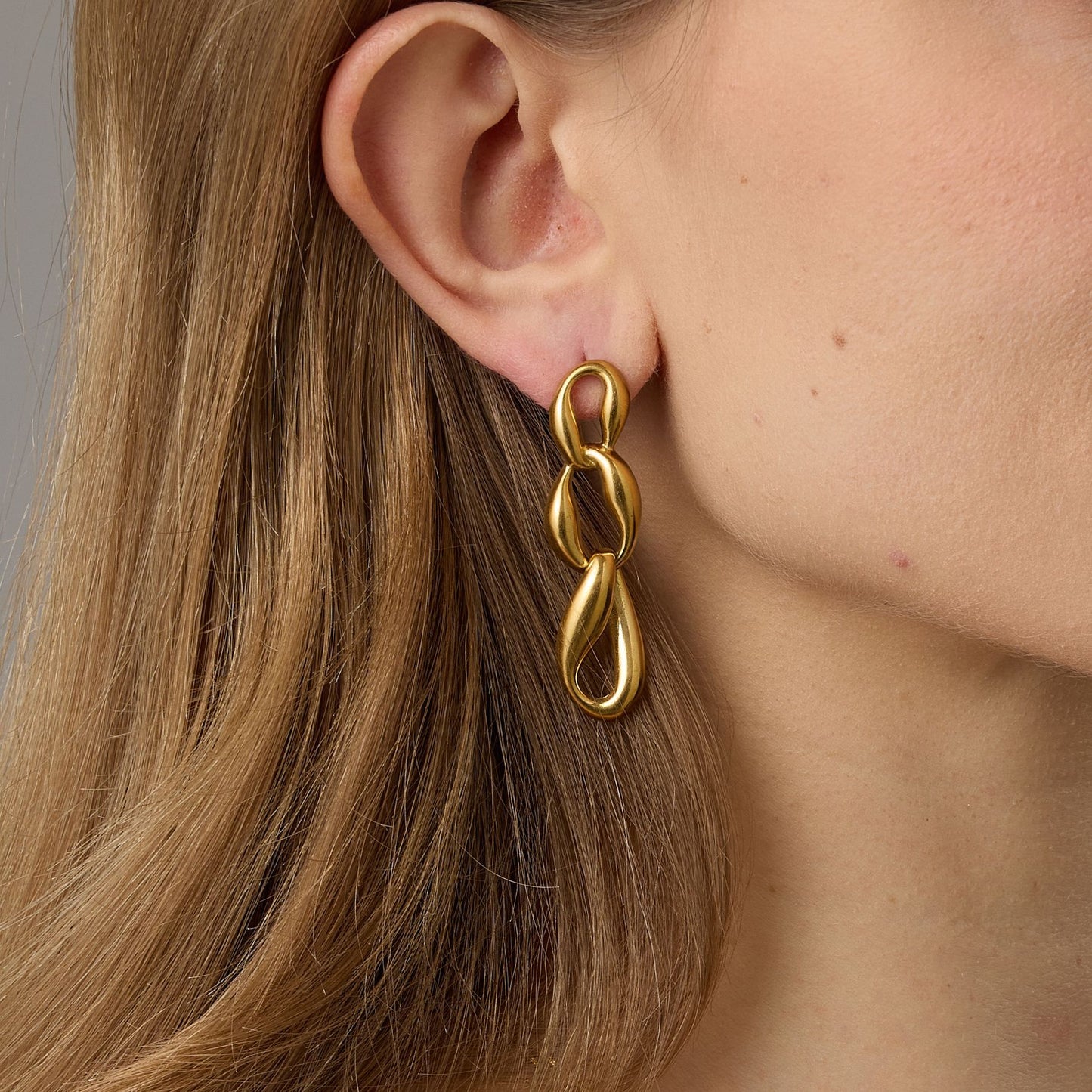 Irregular Three-ring Chain Fashionable Temperament Simple Niche Creative Stainless Earrings