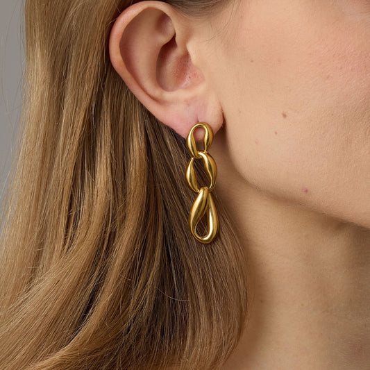 Irregular Three-ring Chain Fashionable Temperament Simple Niche Creative Stainless Earrings