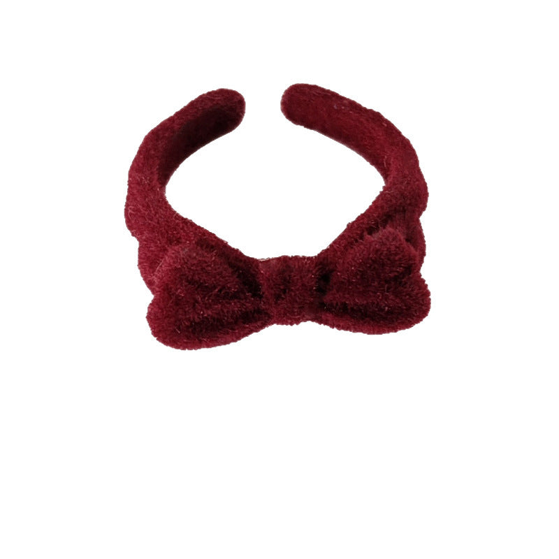 Blue Christmas Style Flocking Bowknot Open Rings