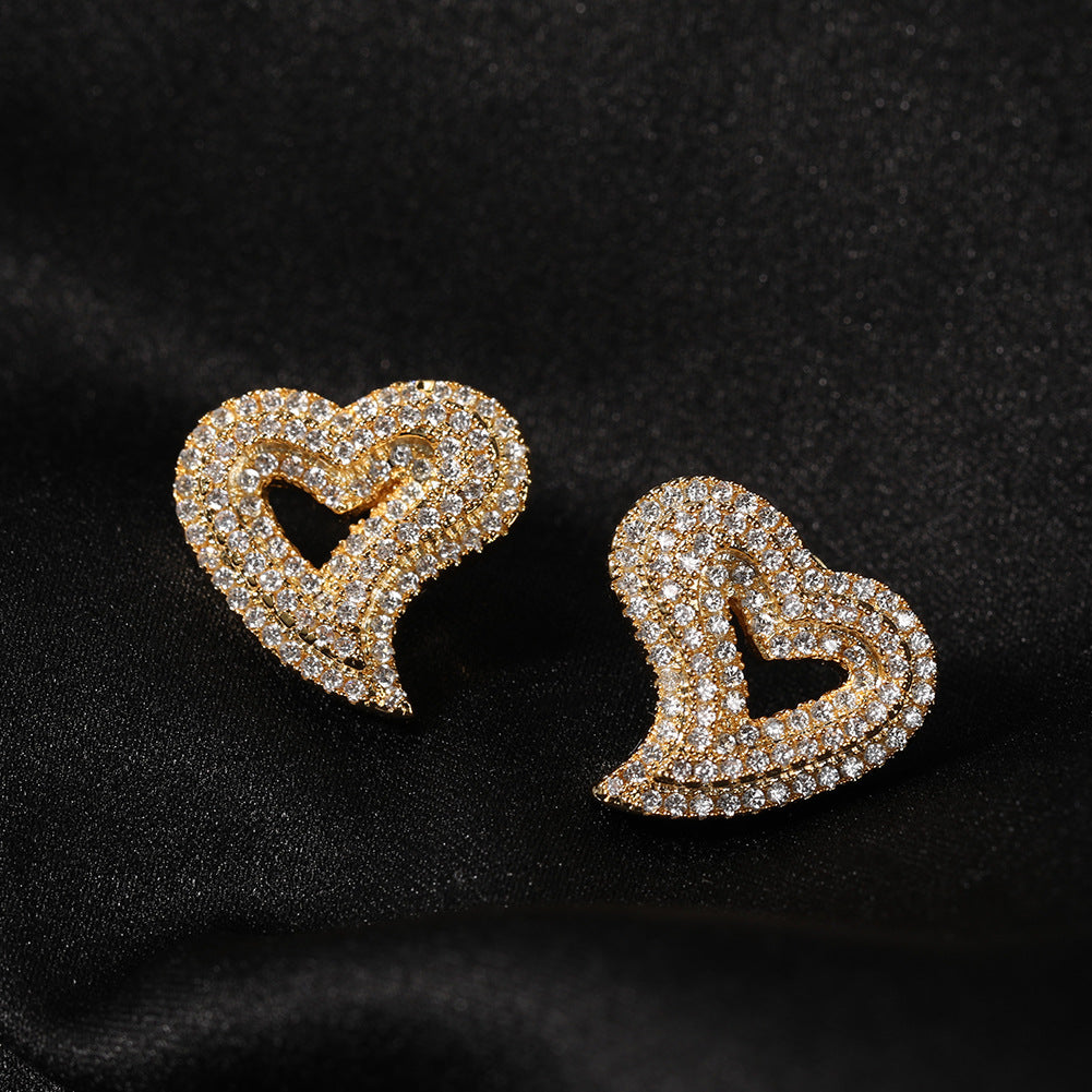 Hollow Love Heart Retro Affordable Luxury Fashion Hip Stud Earrings