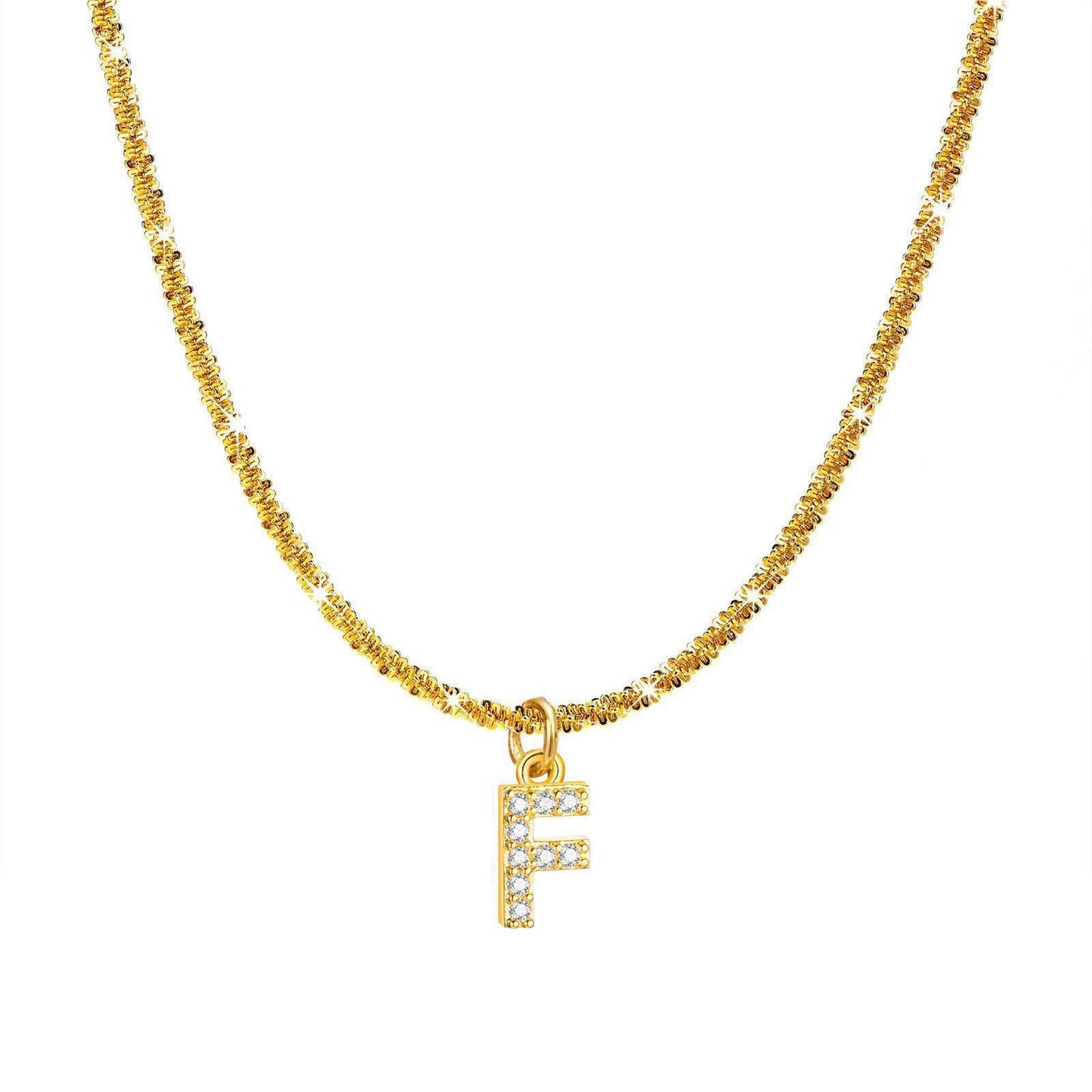 Steel Sparkling Female Inlaid Zirconium English Letters Clavicle Chain High Necklace