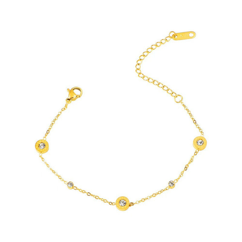 Small Diamond Roman Light Luxury Minority Exquisite Female Girlfriends Simple Bracelets