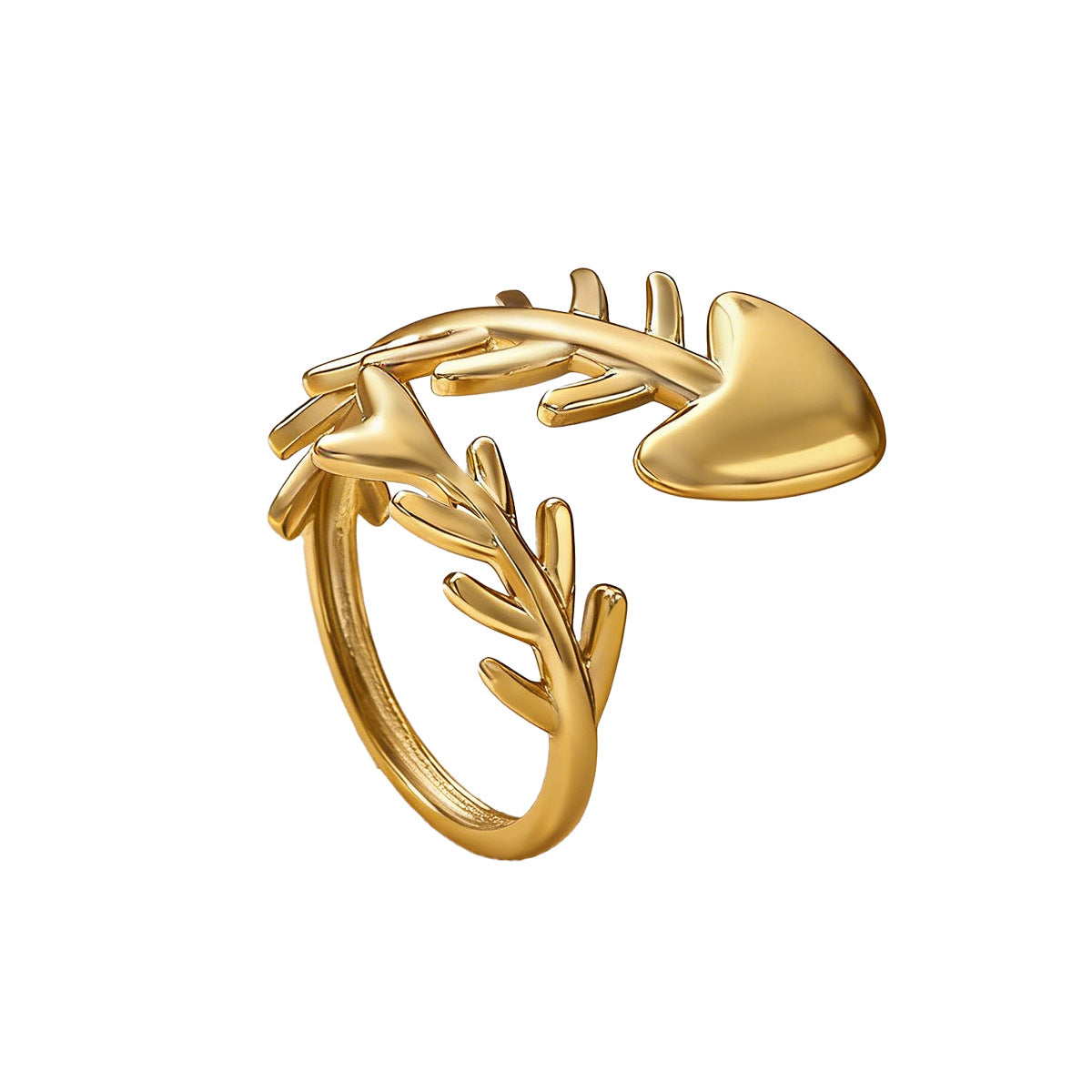Simple Fun Fishbone Female Exaggerated Personalized Ring