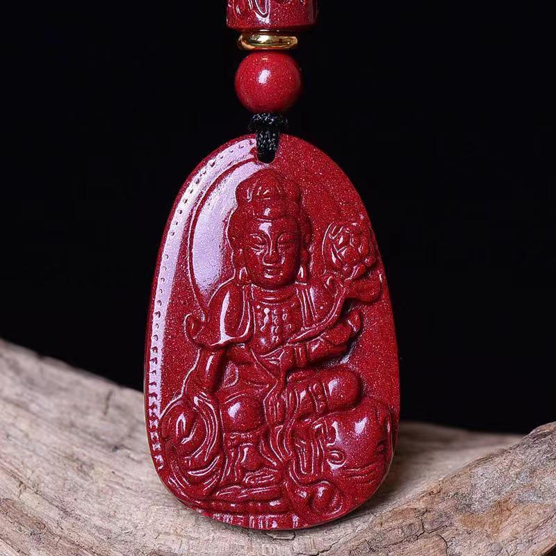 Women's & Men's Natural Cinnabar Buddha Void Tibetan Bodhisattva Pendants