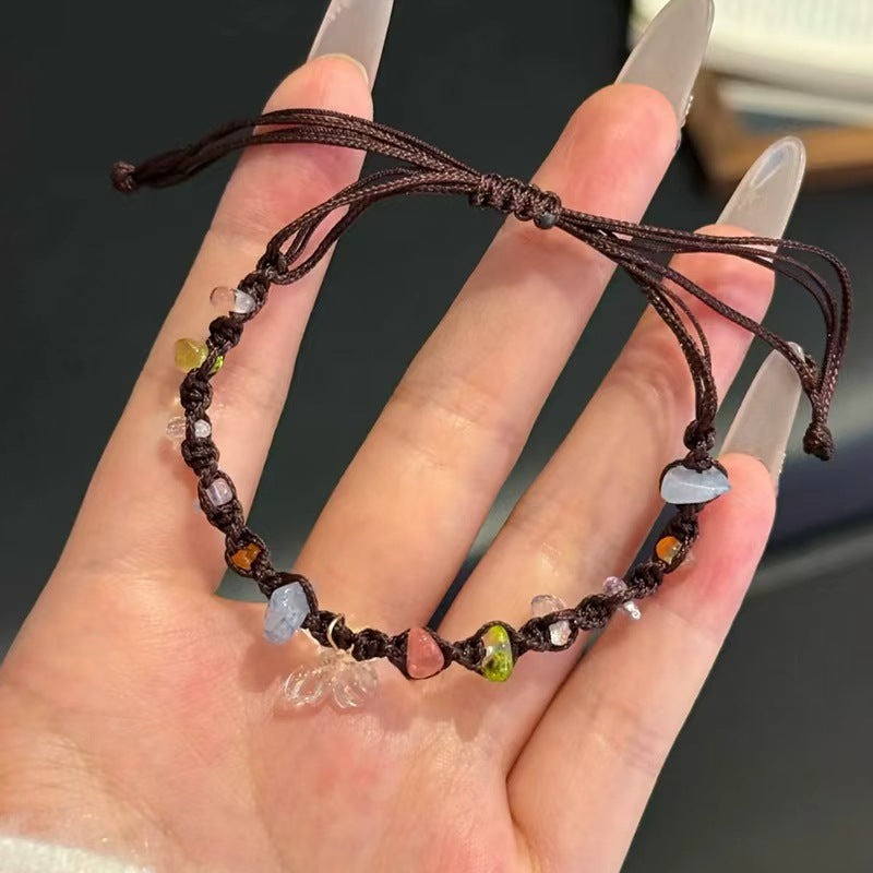 Women's Gravel For Exquisite Design High-grade Hand-woven Girlfriends Carrying Strap Bracelet