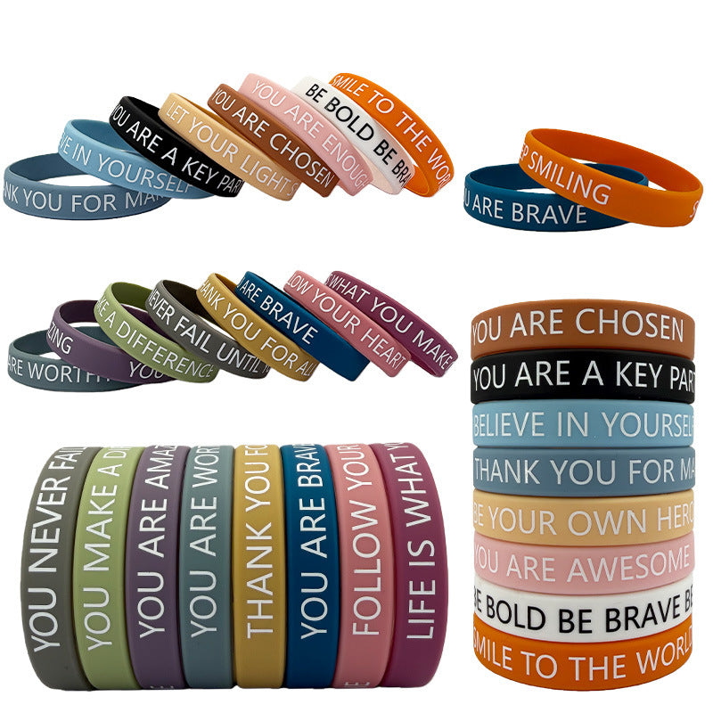 Inspirational English Slogan Silicone Positive Energy Bracelet