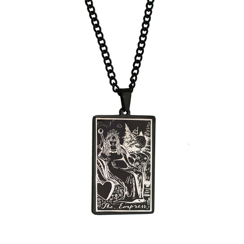 Zhang Tarot Titanium Steel Retro Rectangular Necklaces