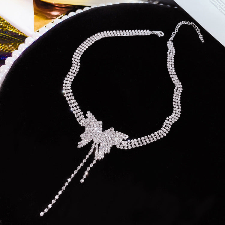 Butterfly Diamond Tassel Collar Personality Female Fashion Necklaces