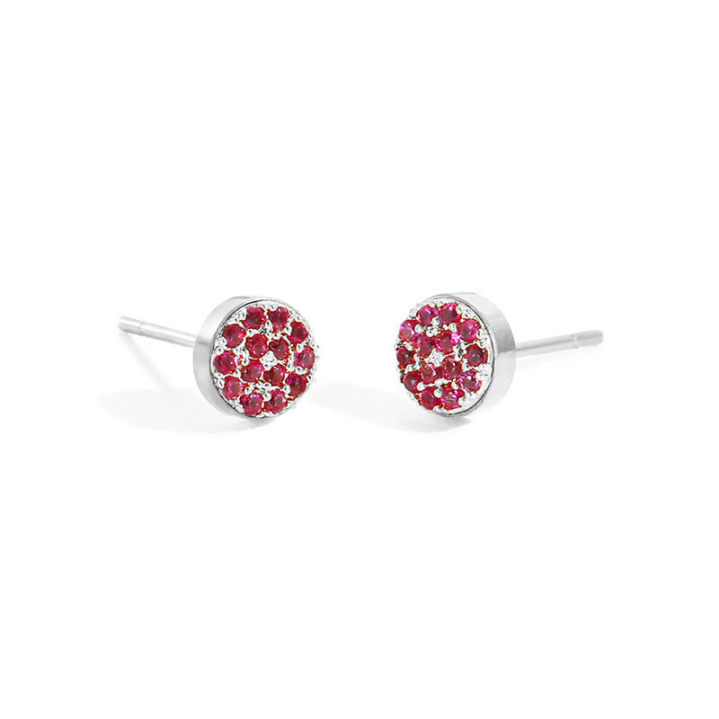 Women's Stainless Steel Petite Round Full Diamond Gold Earrings