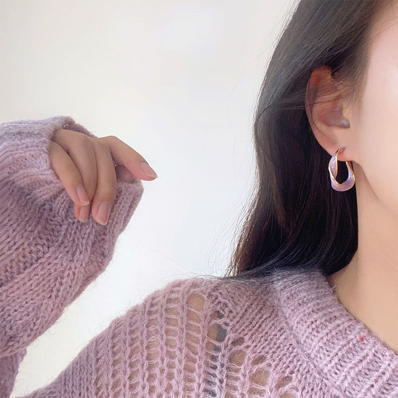 Purple Female Retro Sense Ear Cute Earrings