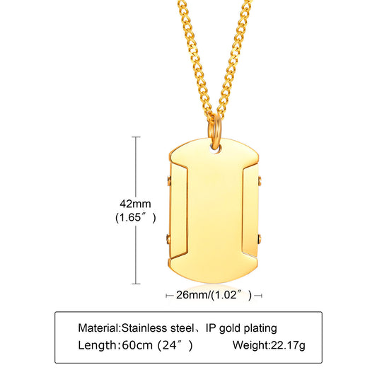 Men's Logo Stainless Steel Personalized Tag Square Pendants