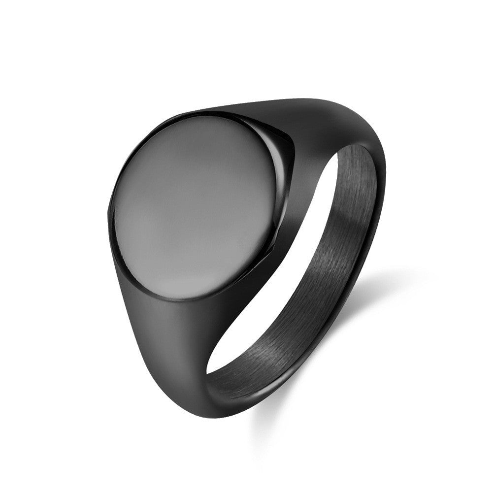 Light Luxury Titanium Steel Glossy Signet Rings