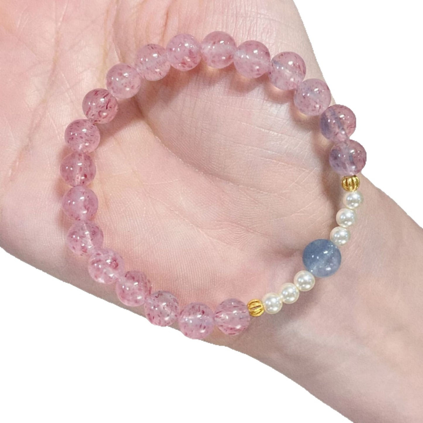 Late Artificial Crystal Couple Sense Female Heart Moonstone Design Strawberry Bracelets