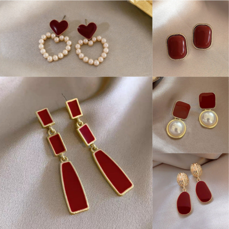 Women's Wine Red Retro Style Elegant High-grade Rings