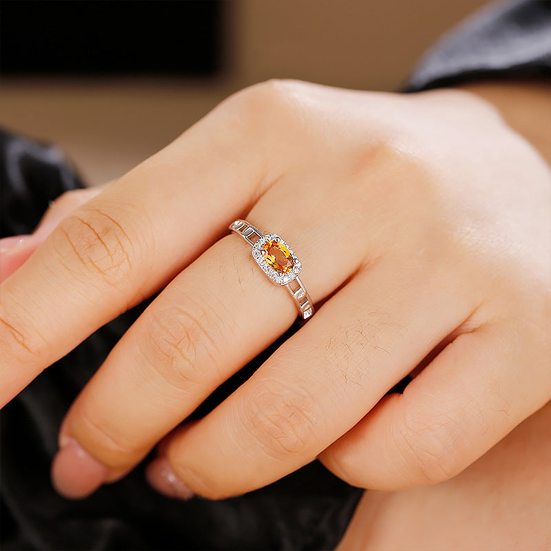 Citrine Advanced Colored Gems Sier Plated Rings