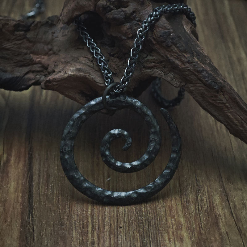 Vintage Spiral Symbol Amulet Norwegian Jewelry Male Pendants