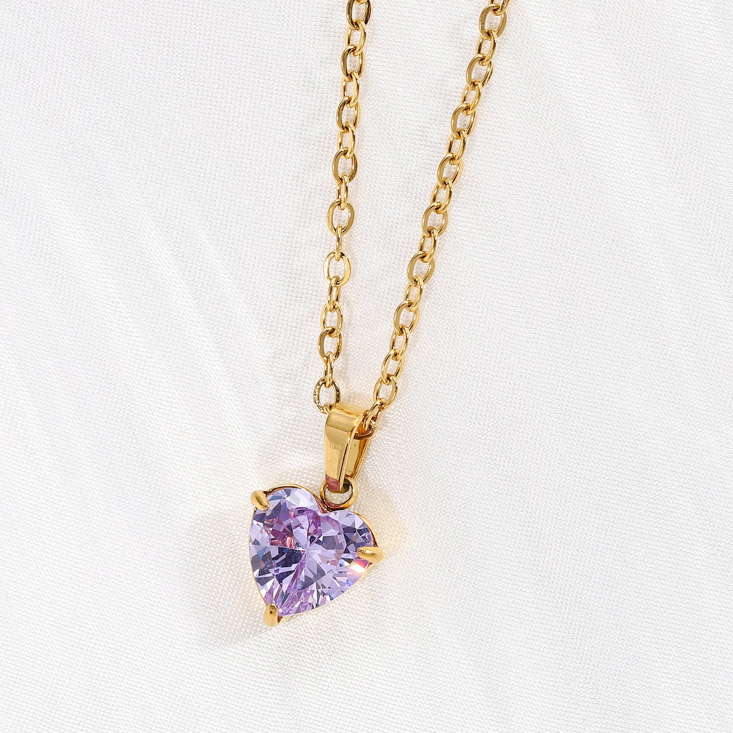 Women's Loving Heart Zircon Simple Heart-shaped Stainless Steel Clavicle Necklaces