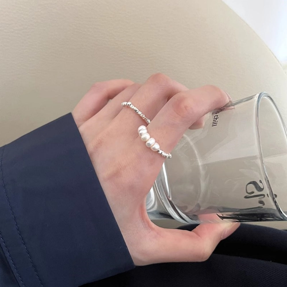 Small Pieces Of Pearl Female Design Trendy Fashion Personality High Ring