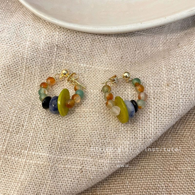 Peace Buckle Beaded Female Niche Design Stud Earrings