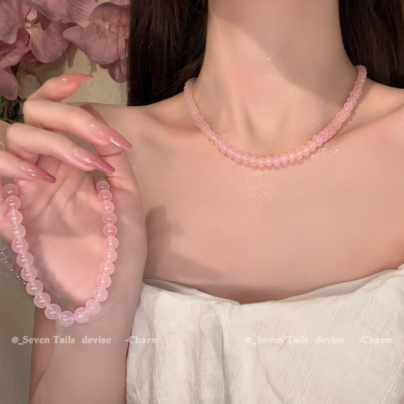 French Natural Cherry Blossom Pink Pearl High-grade Stackable Necklaces