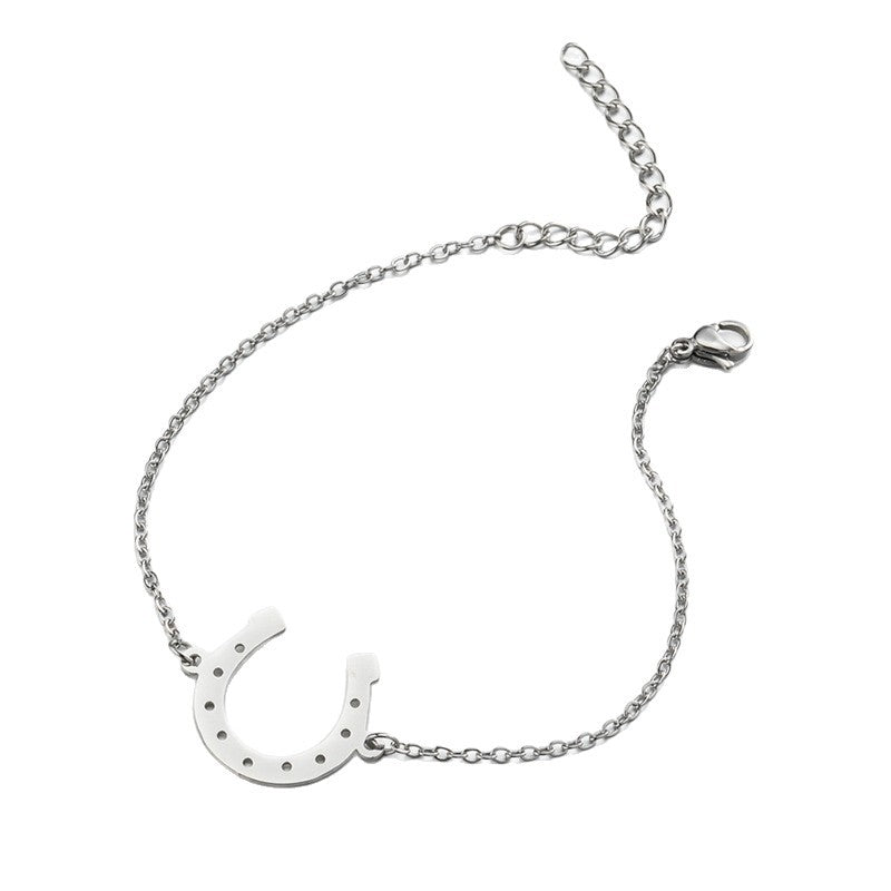 Women's Light Luxury Stainless Steel Gold Simple Lucky Horseshoe Bracelet
