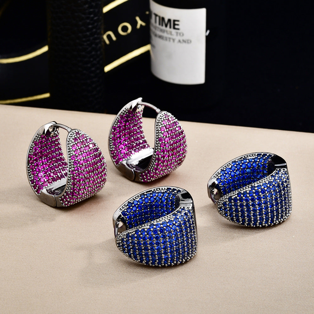 High-grade Full Diamond Water Drop Super Flash Clip Fashion Trendy Ear Buckle