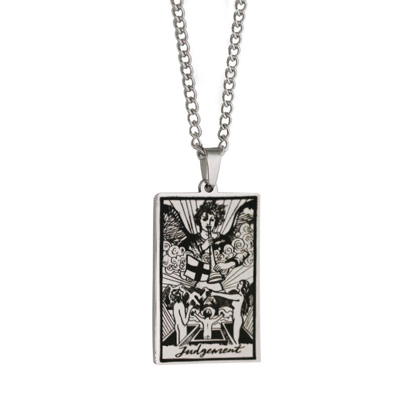 Zhang Tarot Titanium Steel Retro Rectangular Necklaces