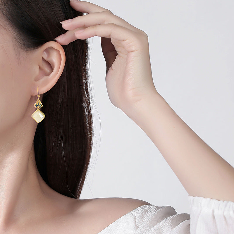 Women's Fashionable Jade Design High-grade Chinese Style Earrings