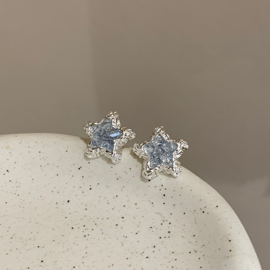 Women's Salt Mush Ice French Vacation Style Delicate Blue Crystal Rings