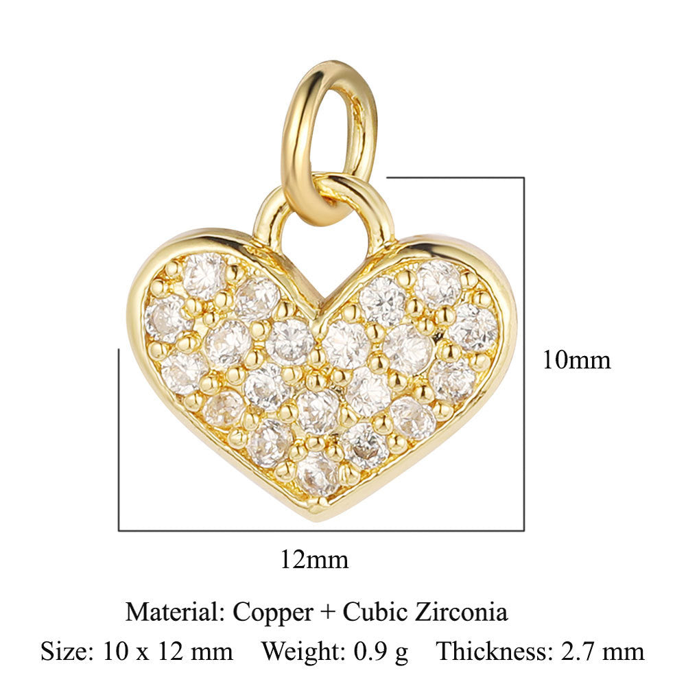 Peach Heart Lock Key Copper Zircon Pendants