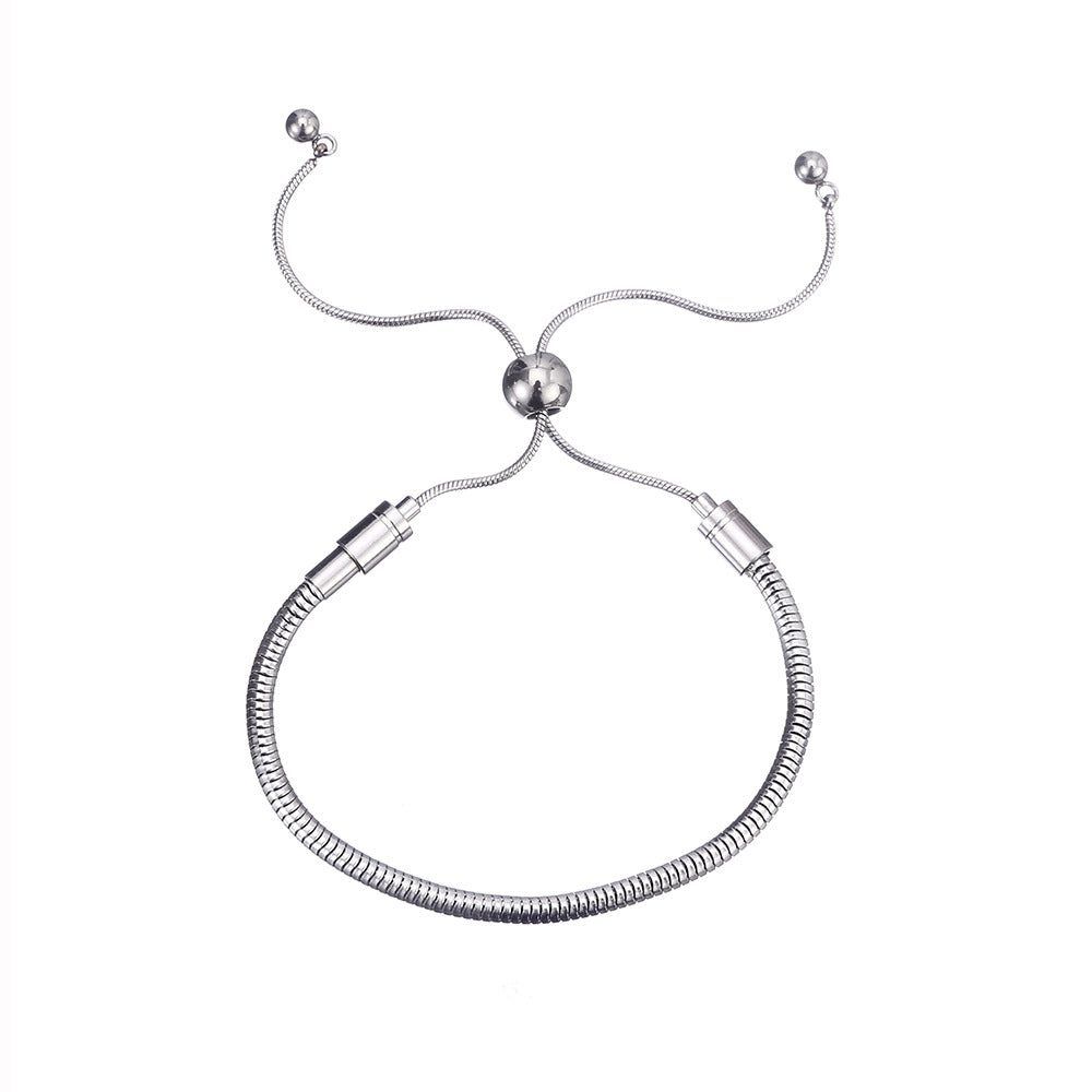 Women's & Men's Metal Stainless Steel Waterproof Colorfast Snake Bone Wear Chain Pan Bracelet