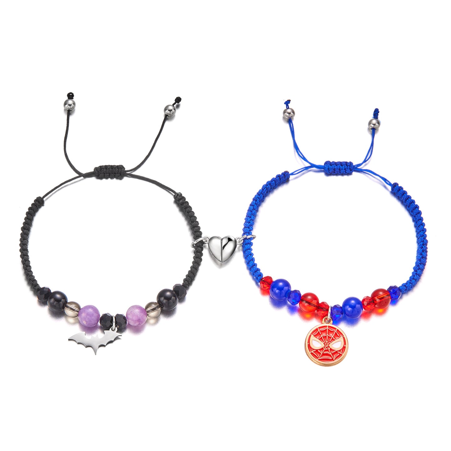 Cat Couple Heart-shaped Magnetic Hand Woven Bracelets