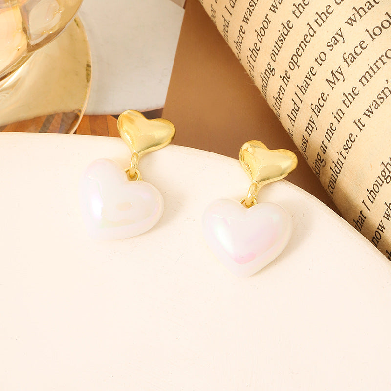 Simple Retro Sier Needle Pearl High Sense Ear Earrings