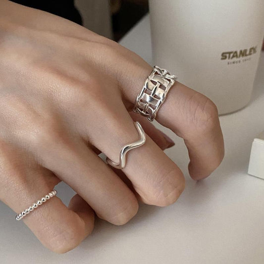 Women's Minority Design Weaving Hollow Open-end For Fashion Rings