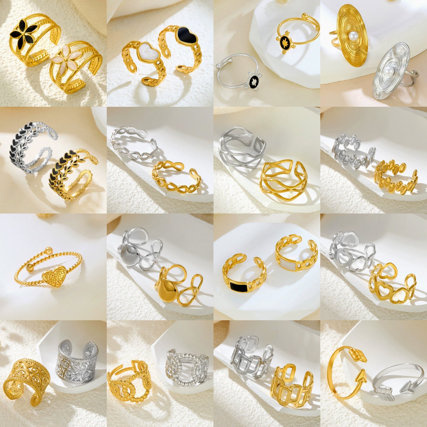 Stainless Steel Irregular Line Love Heart-shaped High-grade Ring