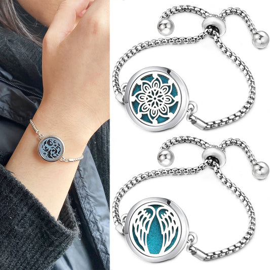 Angel Wings Mosquito Repellent Stainless Steel Essential Oil Perfume Box Bracelet