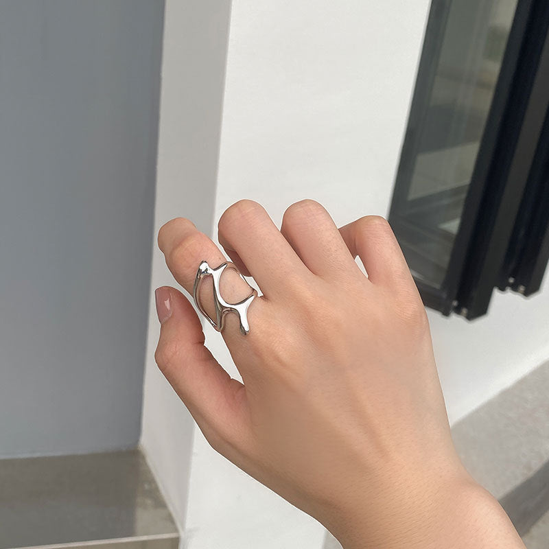 Irregular Geometric Female Personality Fashion Metal Texture Rings