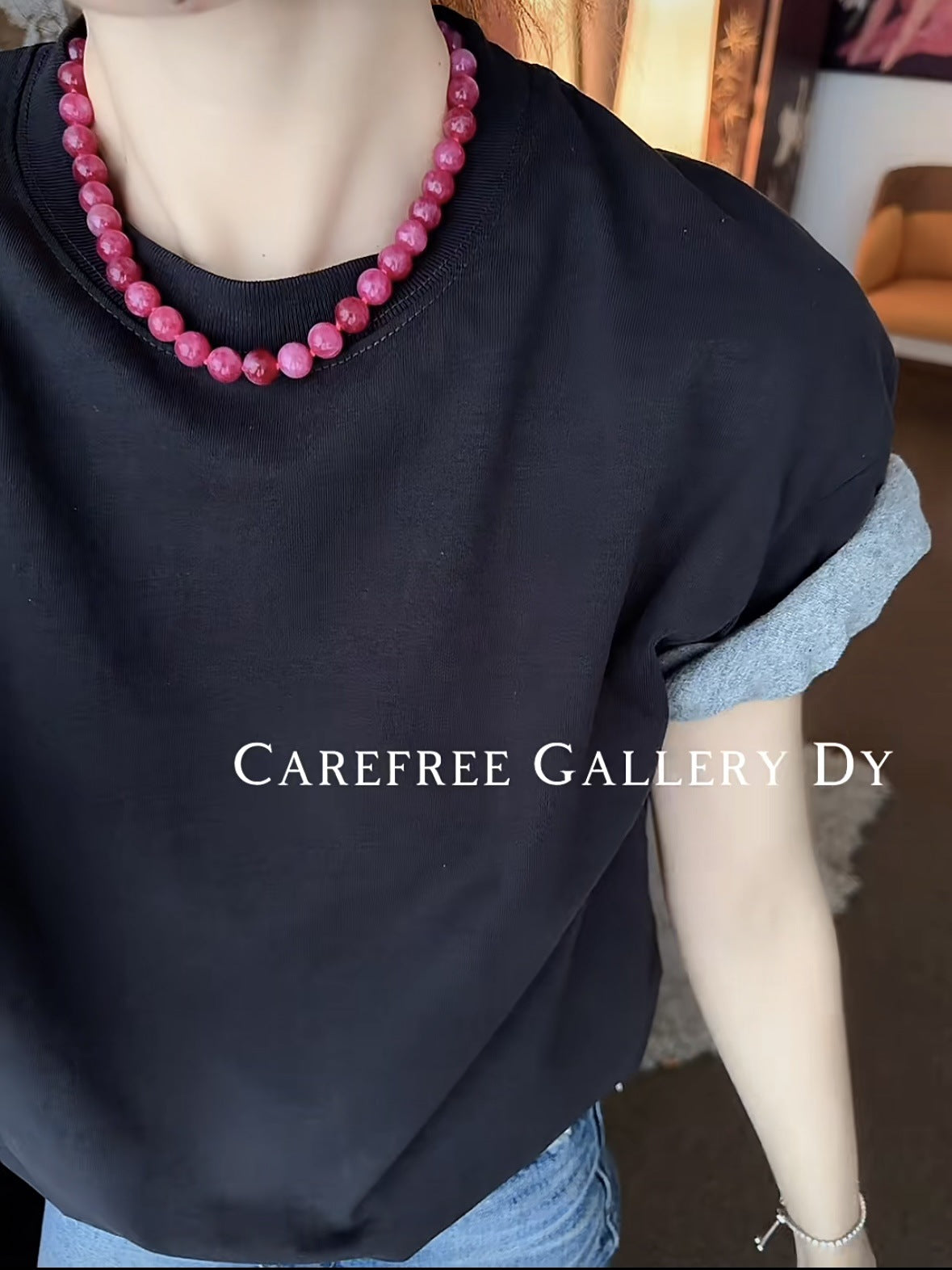 High-grade Exquisite Stone Pink Cute Beaded Light Necklaces