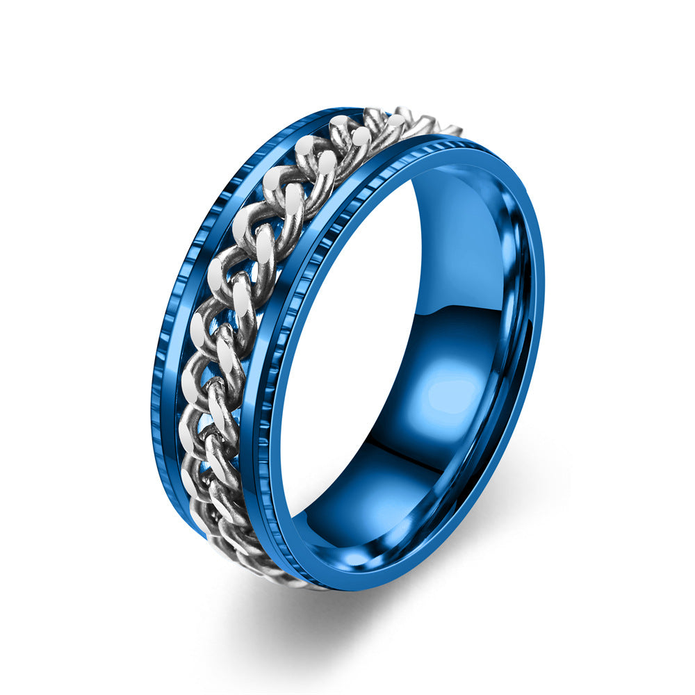 Women's & Men's Embossed Rotatable Chain Couple Rotating Diamond Rings