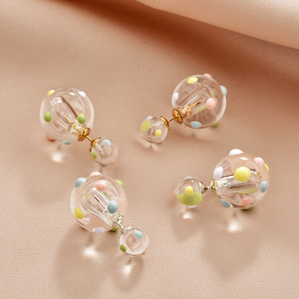 Polka Dot Transparent Resin Ball Dopamine Temperamental Minority Design Rings