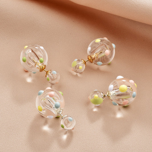 Polka Dot Transparent Resin Ball Dopamine Temperamental Minority Design Rings