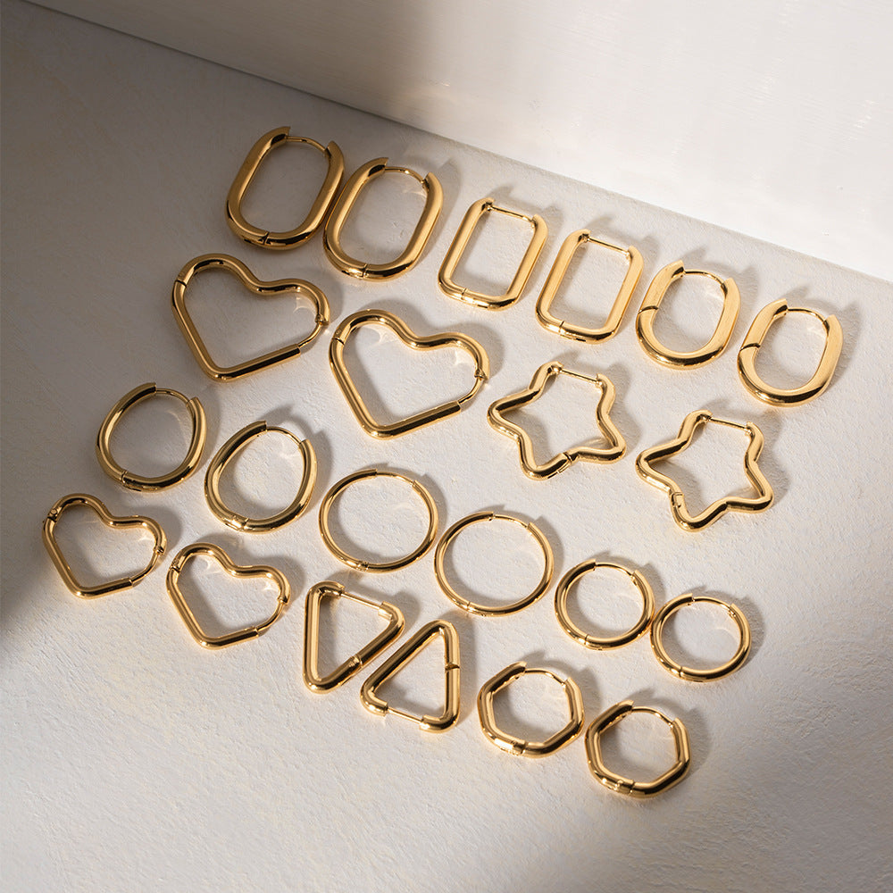 Geometric Shaped Stainless Steel Clip Trendy Fashion Five-pointed Star Peach Ear Buckle
