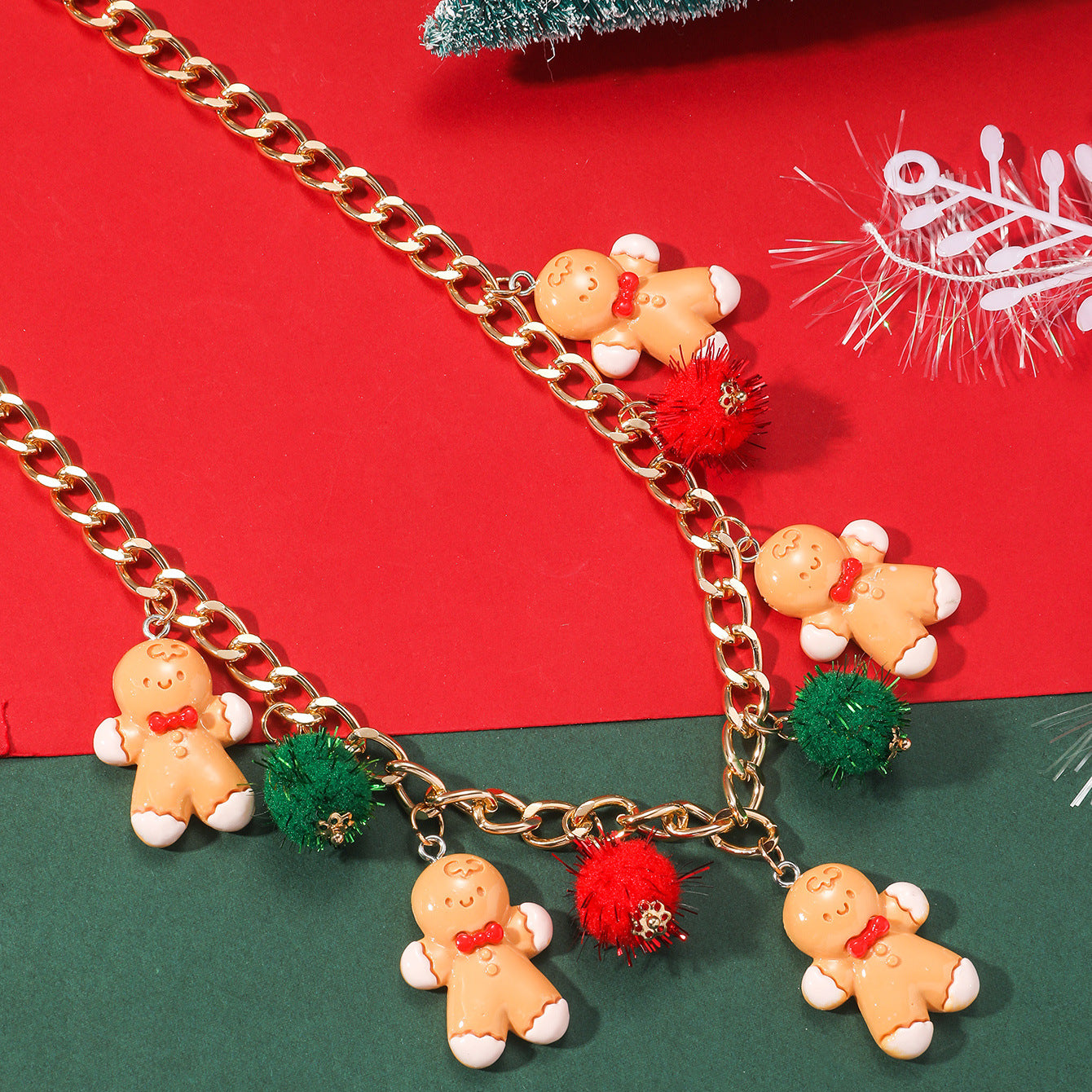 Personality Santa Claus Tree Gingerbread Man Necklaces